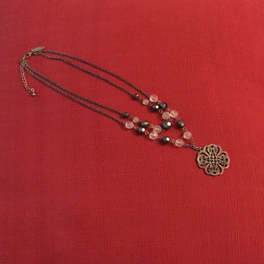 Antiqued Silver-tone Double Strand Necklace